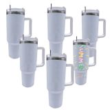 US Stock,Hot Sale 25pcs CALCA 40OZ Sublimation Blank tumbler with handle Adventure Quencher Car Cup Handle Outdoor Travel Stainless Steel Straw Cup