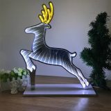 Desktop Lamp Reindeer Mirror Tunnel Santa Claus Light, LED Night Light 3D Mirror Light (Double Sided)