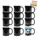 CALCA 36 Packs 11oz Sublimation Blank Full Color Changing Mugs Black High Glossy Sublimation Coffee Mugs, Magic Cups
