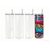 US Stock-CALCA 50 Pack 20oz Glossy Sublimation Blank Skinny Tumbler - Stainless Steel Vacuum Insulated Travel Cup with Lid & Straw(Local Pick-Up)