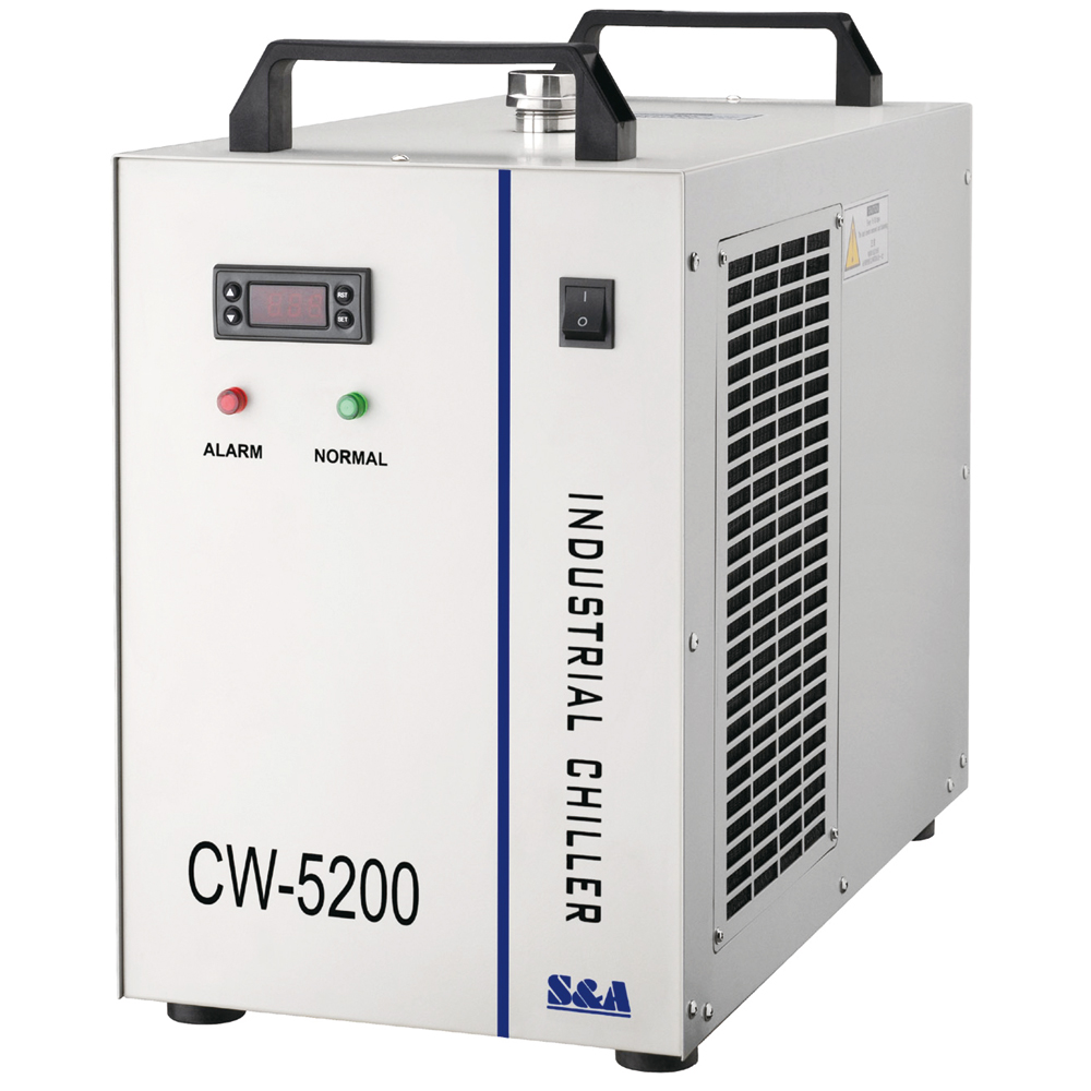 S&A CW-5200TH Industrial Water Chiller for One 8KW Spindle / Welding  Machine / One 130-150W CO2 Glass Laser Tube Cooling, 0.68HP, AC 1P 220V,  60Hz $525.00