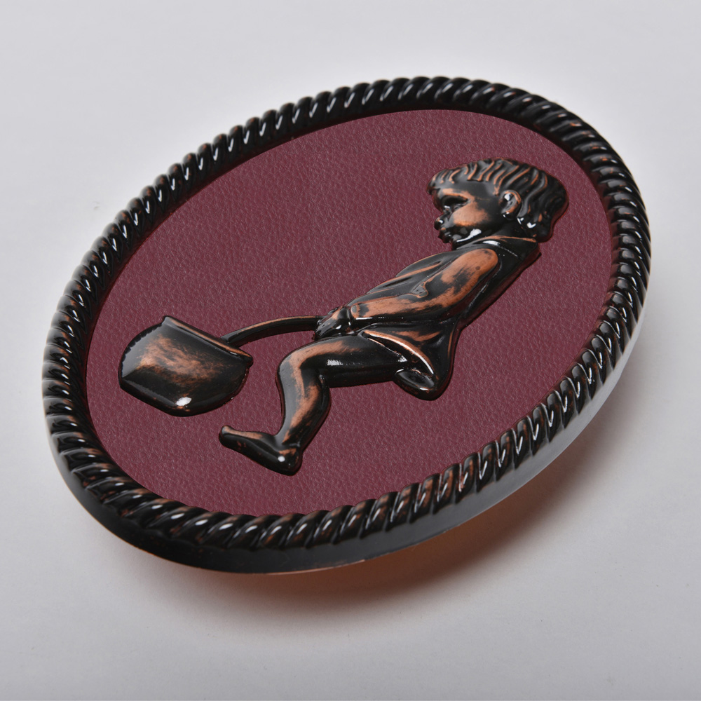 Male, Funny Plating Toilet Sign, Restroom Wall Door Plaque, Bronze Frame, ABS Plastic