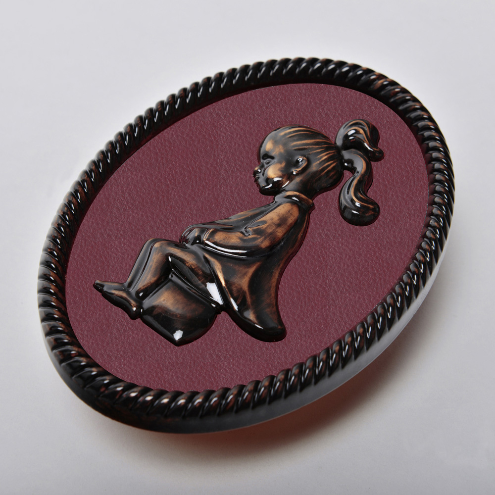 Female, Funny Plating Toilet Sign, Restroom Wall Door Plaque, Bronze Frame, ABS Plastic