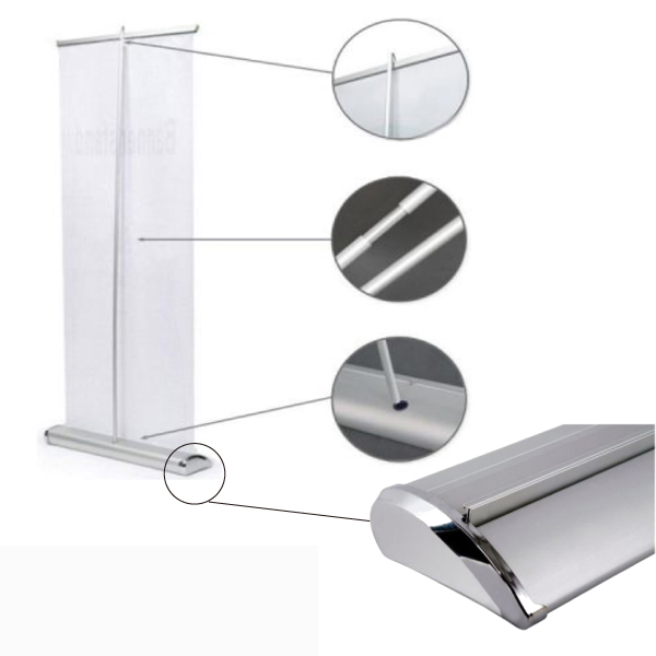 31.5"W x 79"H Silver Cap Broad Base Roll Up Banner Stand (Stand Only)