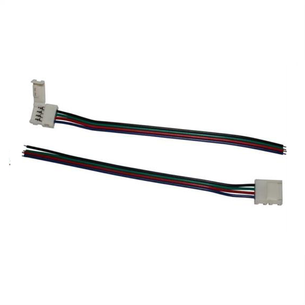 10pcs Connector for RGB LED Strip 8mm or 10mm; 1 Clip + 1 Cable 15cm