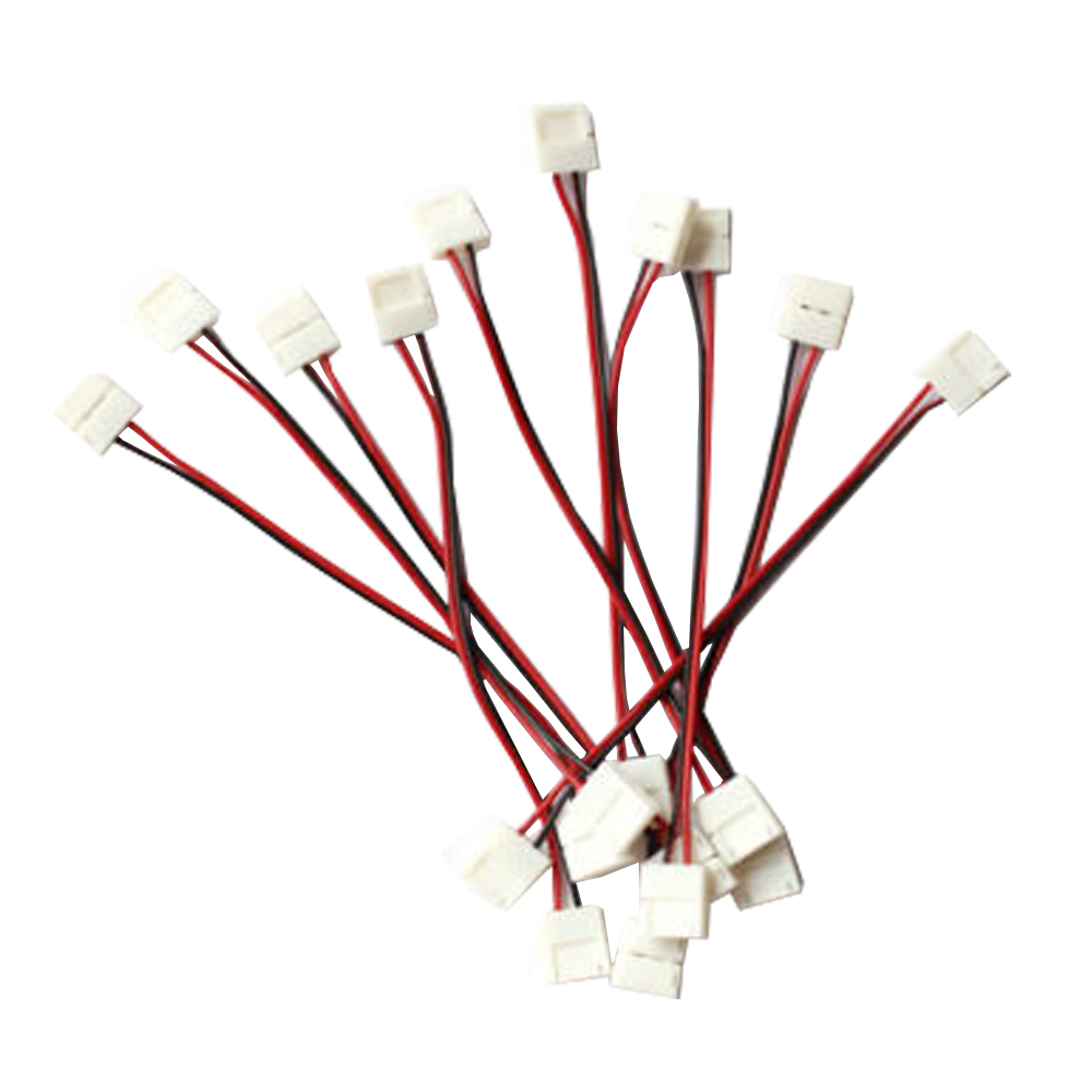 10pcs Connector for LED Strip 8mm or 10mm; 2 Clips + 1 Cable 15cm