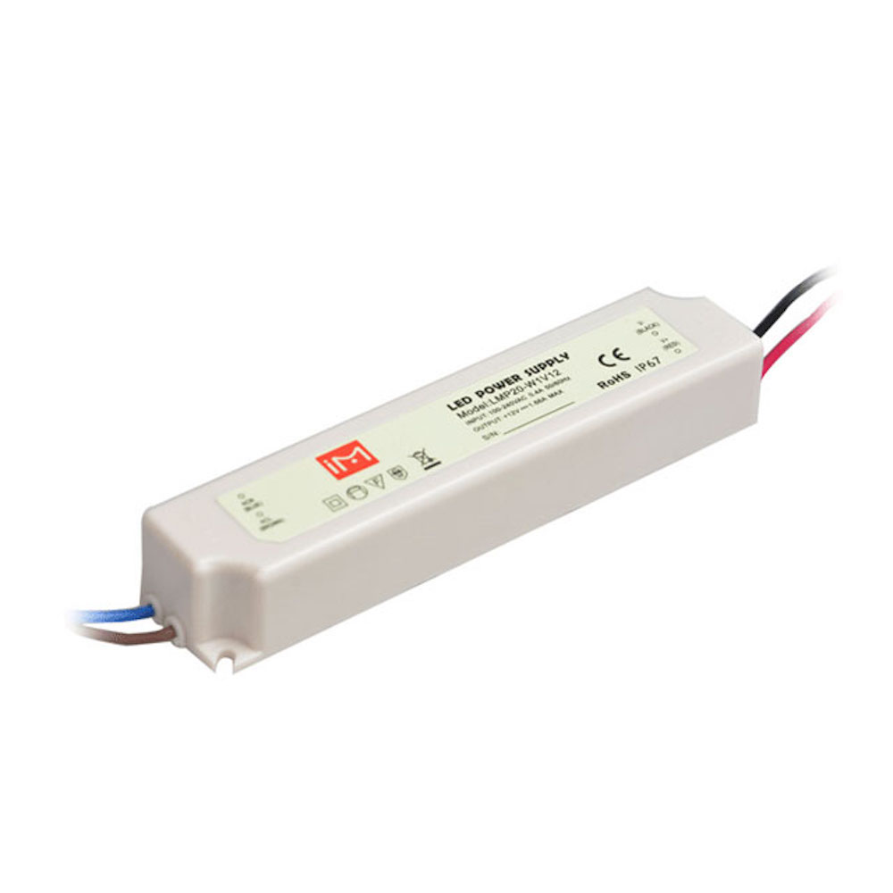 20W AC100V-240V to DC 12V Waterproof Rubber Shell  LED Power Supply Transformer Driver