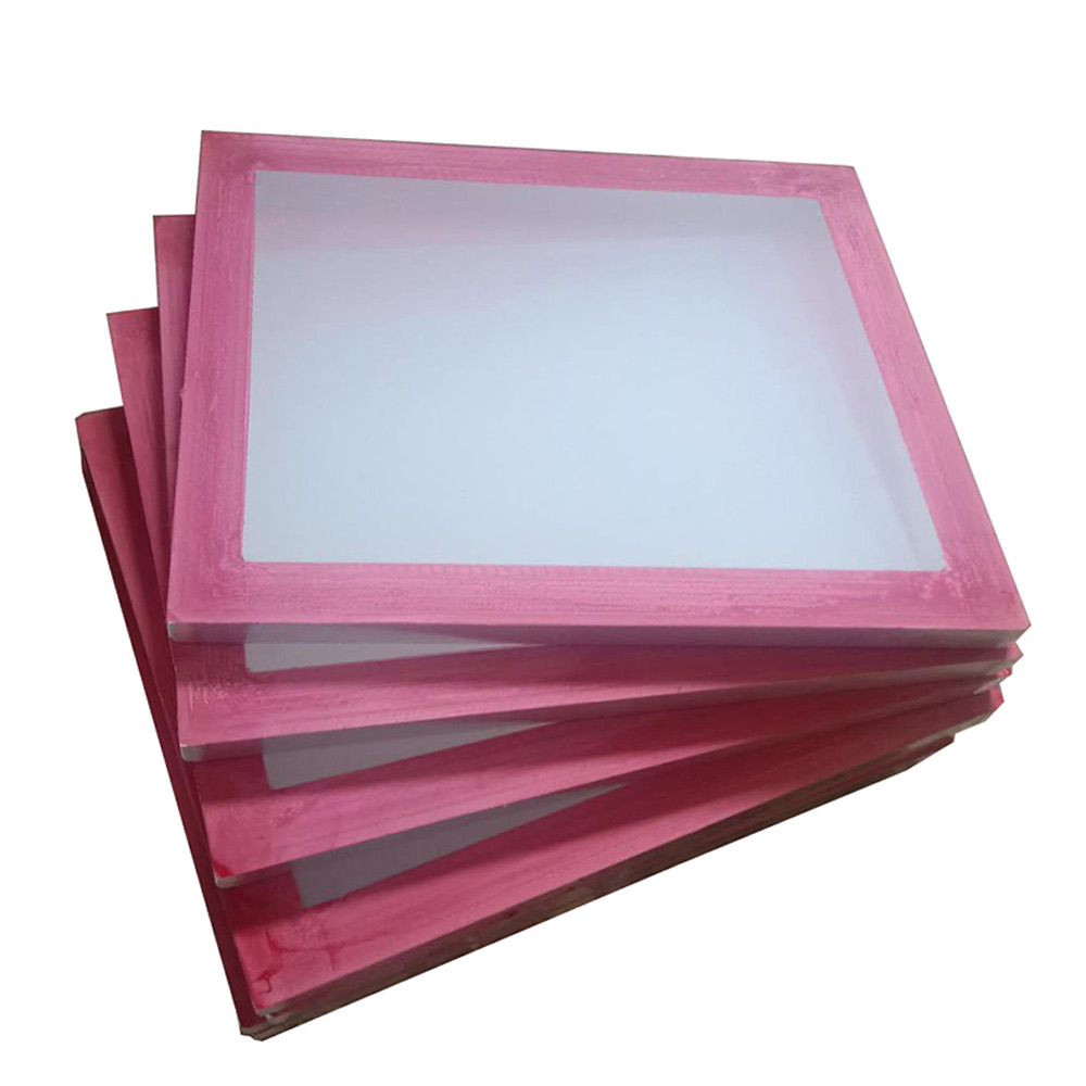 Worown 1 Pcs 16 x 20 inch Wood Silk Screen Printing Frame with 160 White Mesh and 1 Pcs 13.7 inch Screen Printing Squeegee