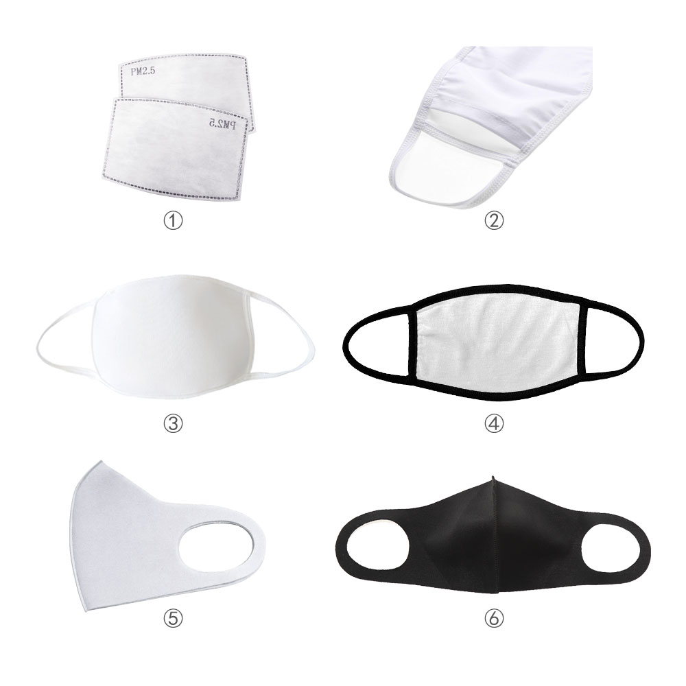 Top5 Selling Sublimation Blank Face Mask and 2Filters Sample Pack