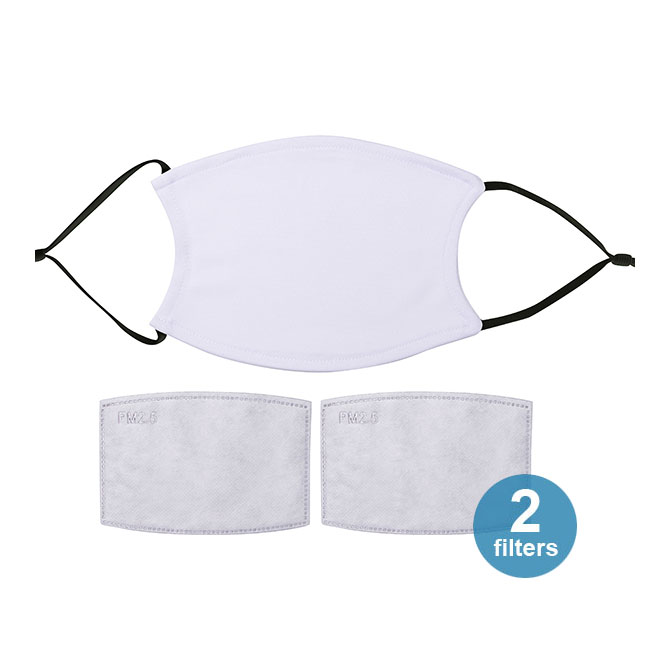 5.1" x 7.3" Sublimation Face Mask with 2Filters (Black Strap)