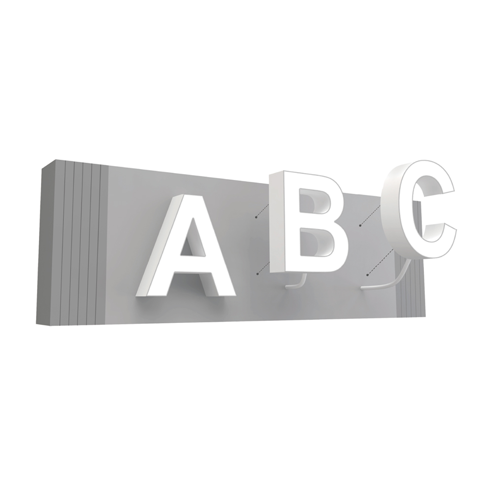 White Waterproof Assembled Channel Letter Track Installation (Back Line) Arial 100MM High