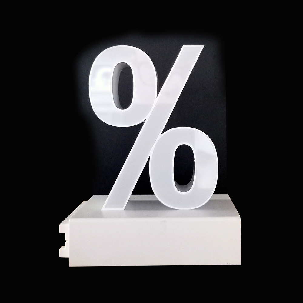 White color Assembled Channel letter Symbol Track Installation (Magnetic counter) Arial 100MM High