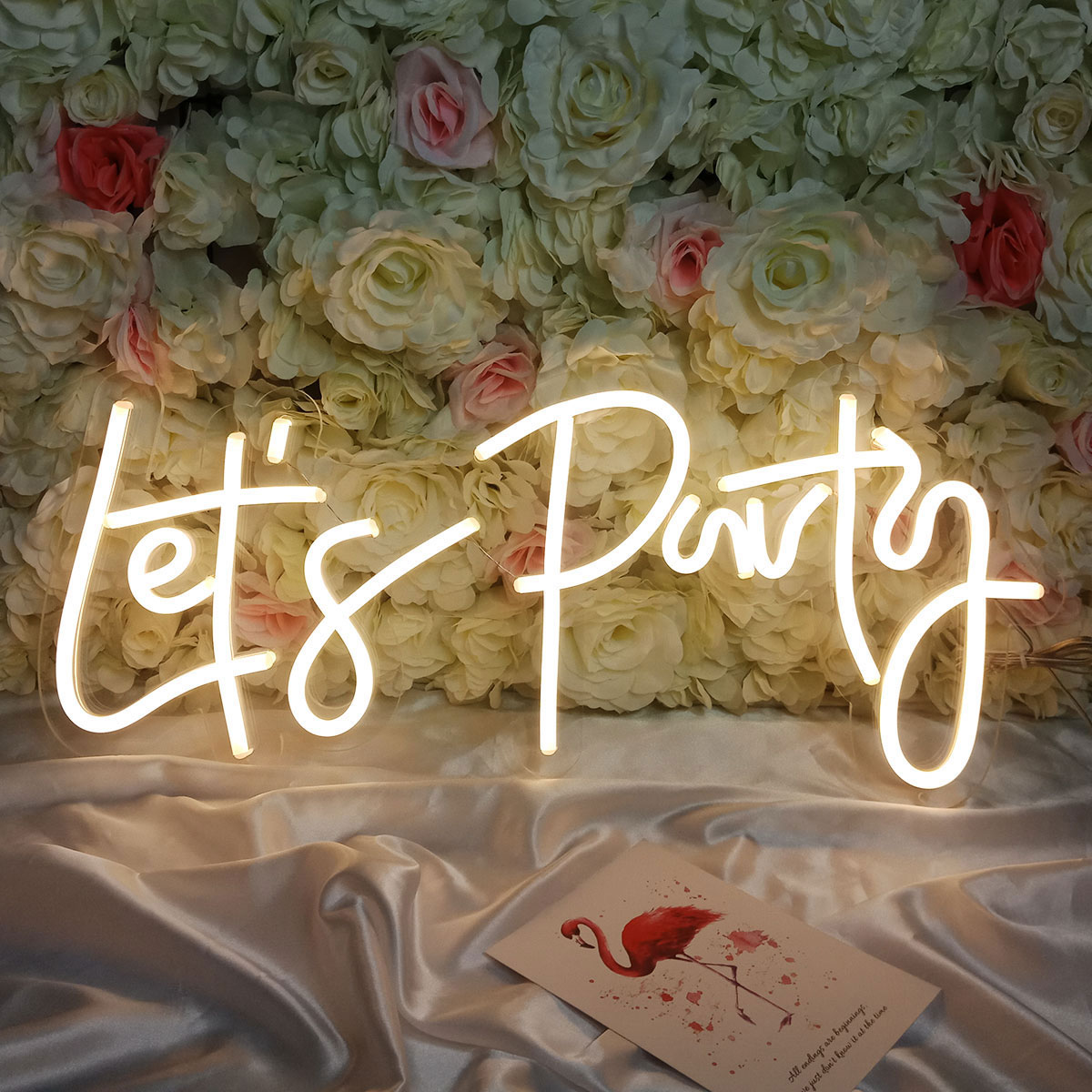 US Stock CALCA LED Neon Sign Let&acute;s Party Sign Size- 23X10 inches (Warm white)