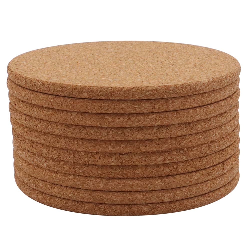 CALCA 10pcs Round Cork Coasters 3.9 Diameter for Cold Drinks Wine Glasses  Plants Cups & Mugs