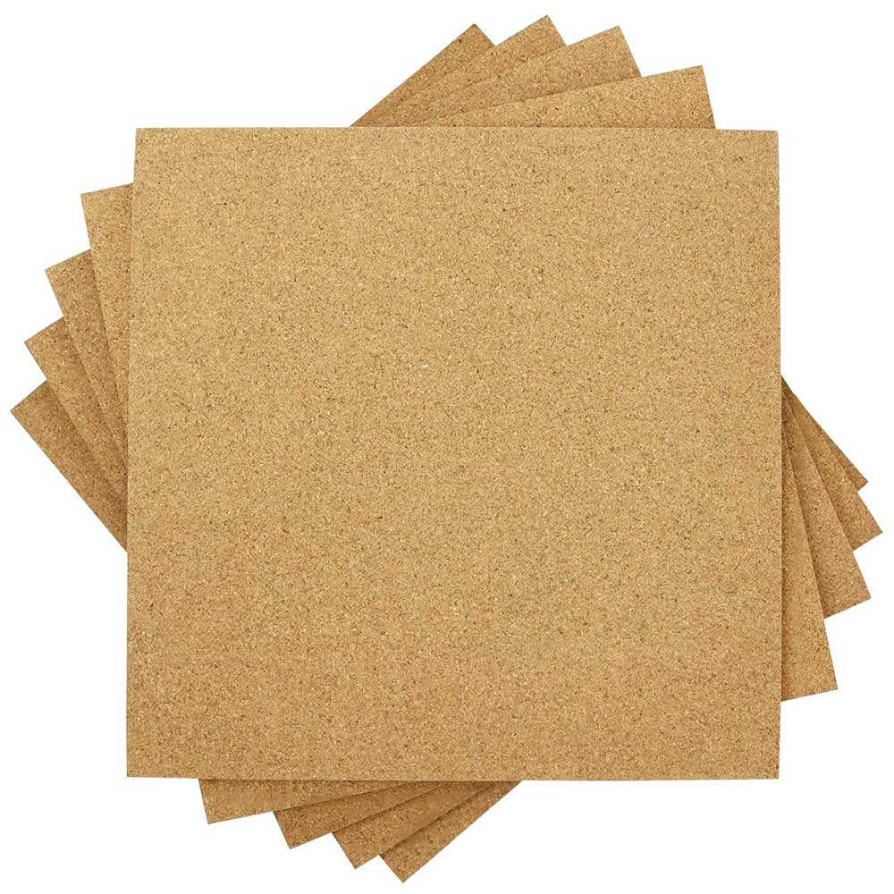 Self Adhesive Cork Pin Board Tiles 6mm - Noticeboard / Messages - 4 Pack