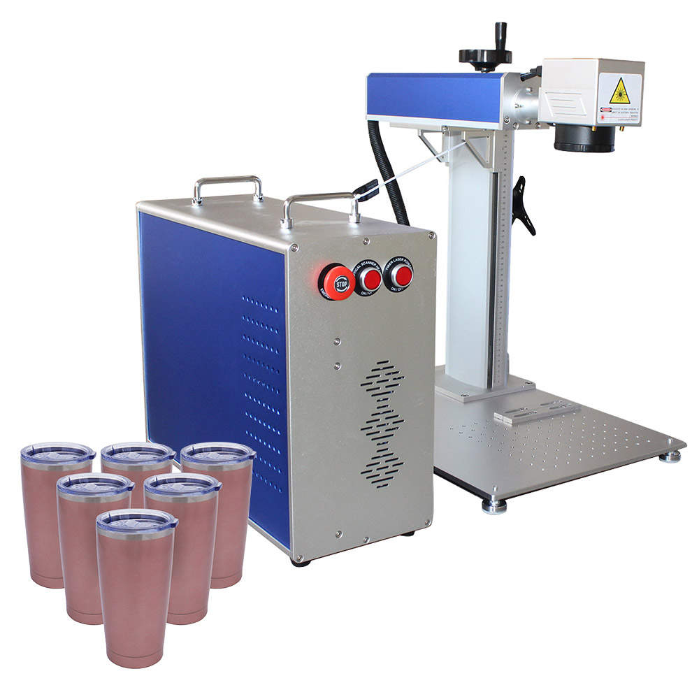 CALCA 30W Fiber Laser Marking Machine for Personalized Laser Engraved Logo Custom Gift, with 12pcs 20oz Rose Gold Travel Tumbler