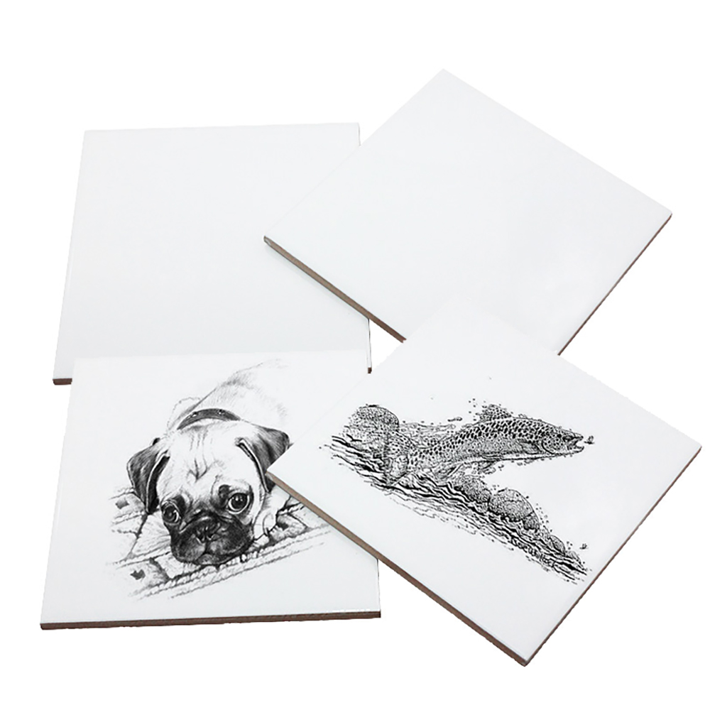 20pcs 4" x 4" Sublimation Blank White Square Glossy Tile Dye Heat Transfer Thermal Craft Custom