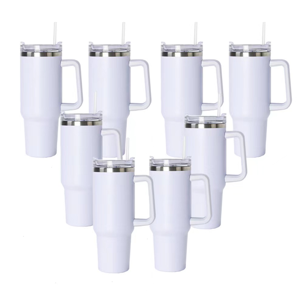 Hot Sale 25pcs CALCA 40OZ Sublimation Blank tumbler with handle Adventure Quencher Car Cup Handle Outdoor Travel Stainless Steel Straw Cup
