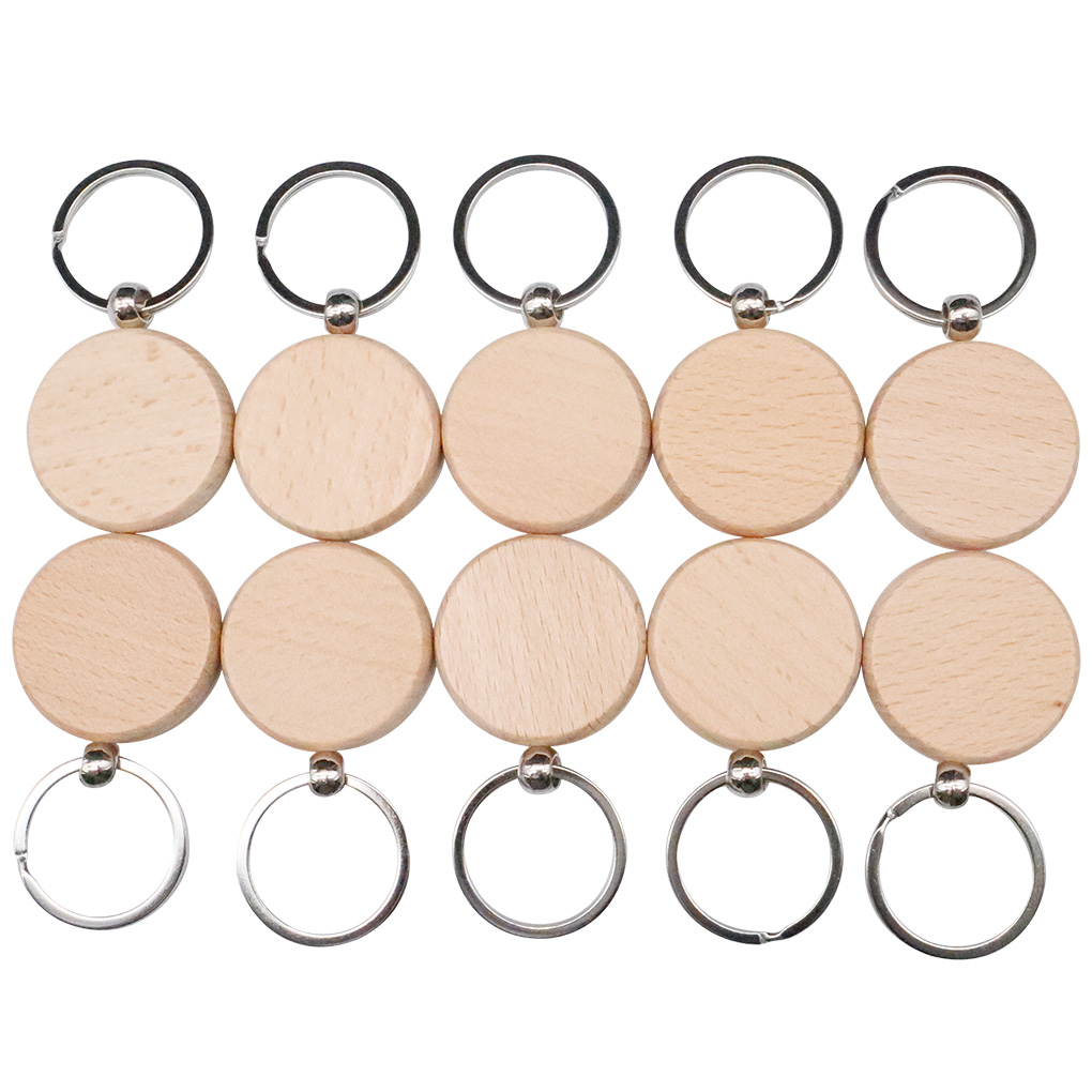 US Stock, CALCA 20 Pcs Round Wood Keychain Key Tags Personalized Wood Accessories Gifts