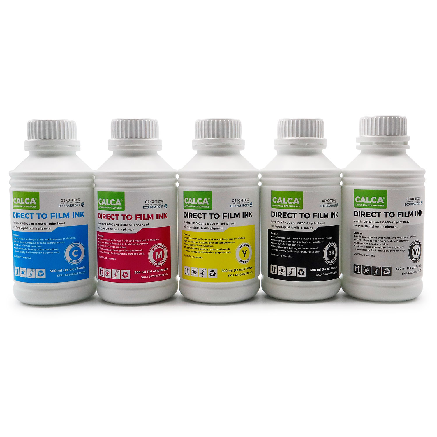 CALCA Water-Based DTF Ink for Epson Printheads, 16 oz, Bottle of 500ml, Direct to Transfer Film Ink