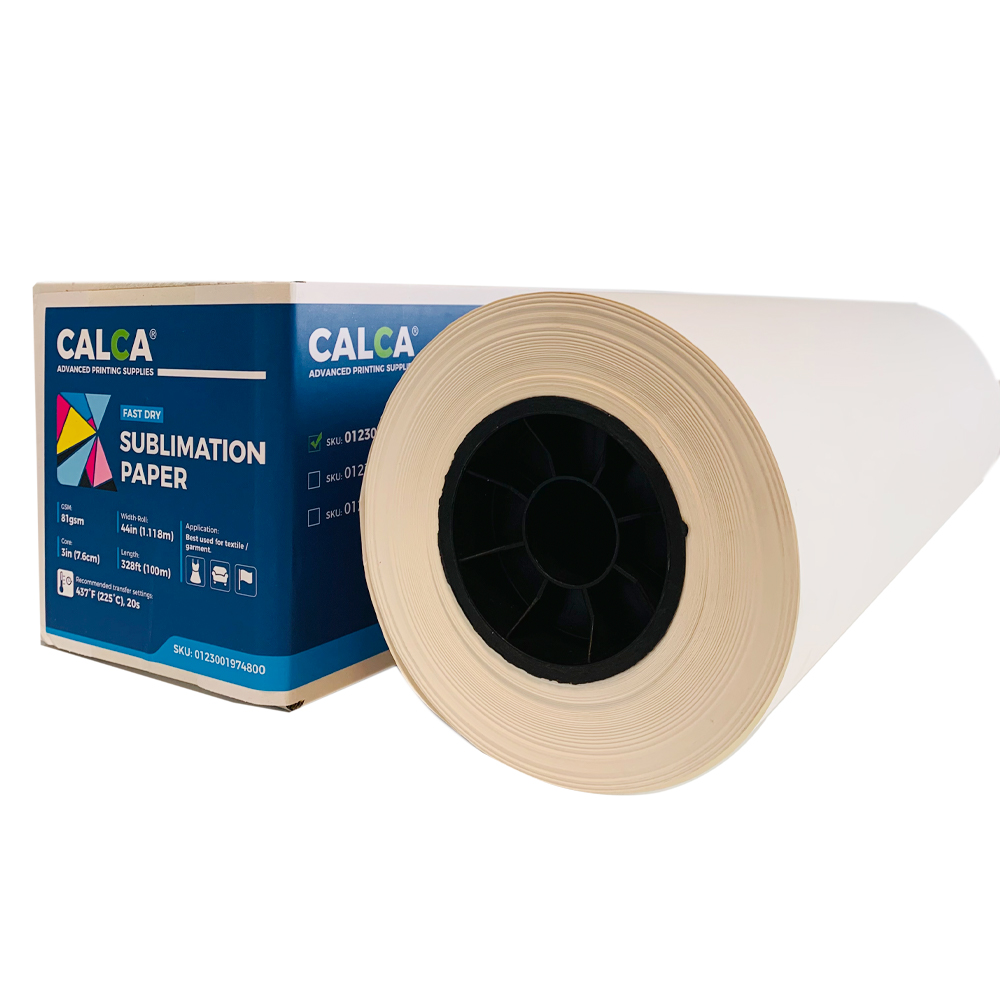 CALCA 81gsm 44in x 328ft Textile Dye Sublimation Paper for Heat Transfer Printing, 3in Core