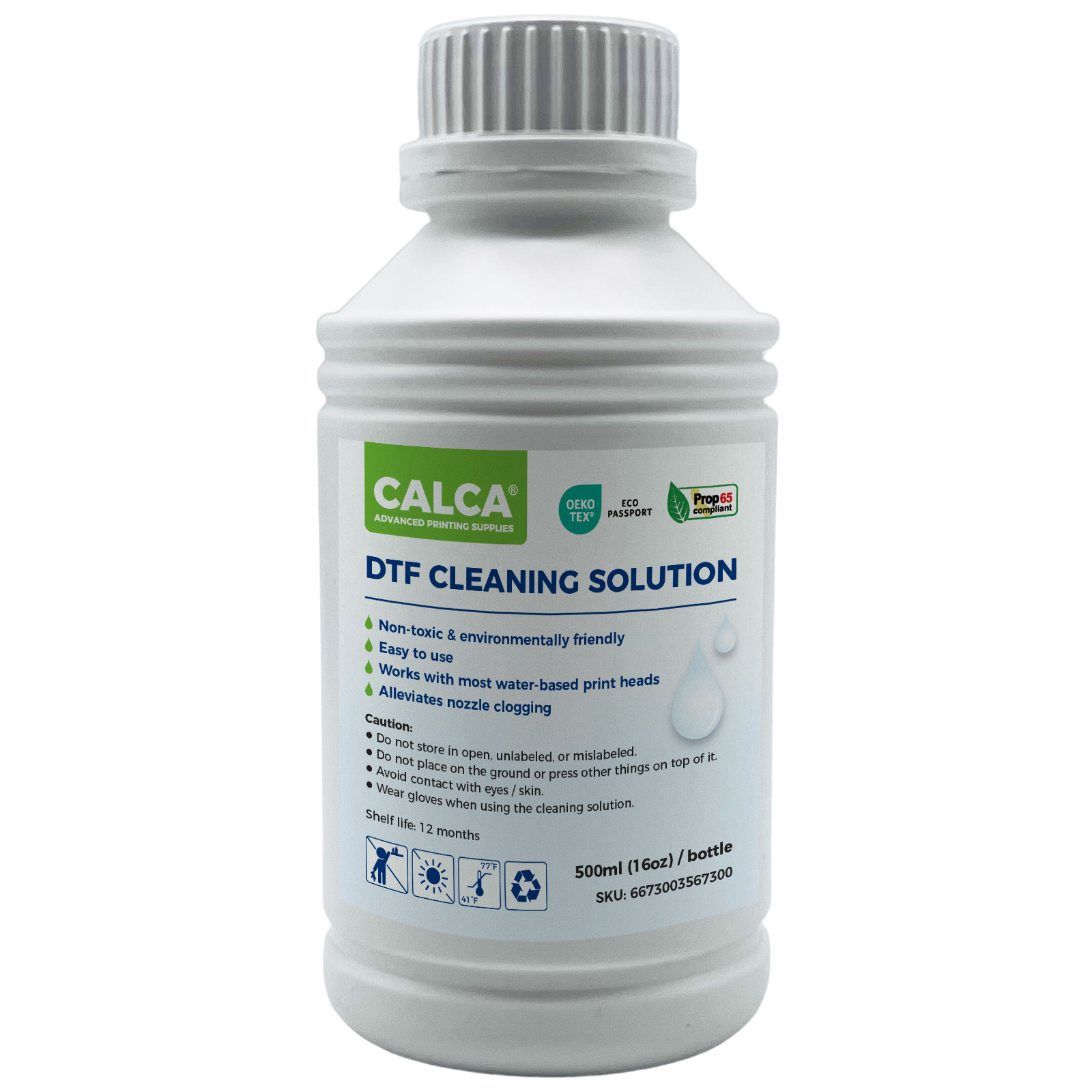 CALCA Direct to Transfer Film Cleaning Solution for Water-based Epson Printheads. 16 oz, Bottle of 500ml