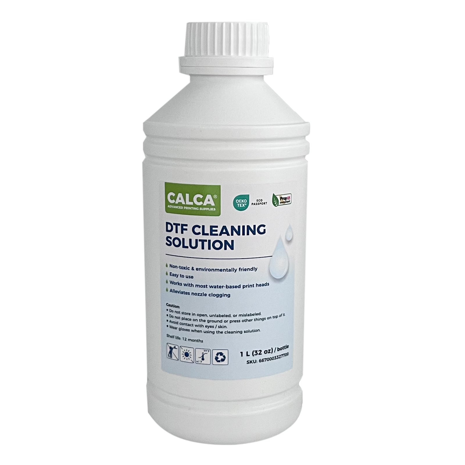 CALCA Direct to Transfer Film Cleaning Solution for Water-based Epson Printheads. 32 oz, Bottle of 1L