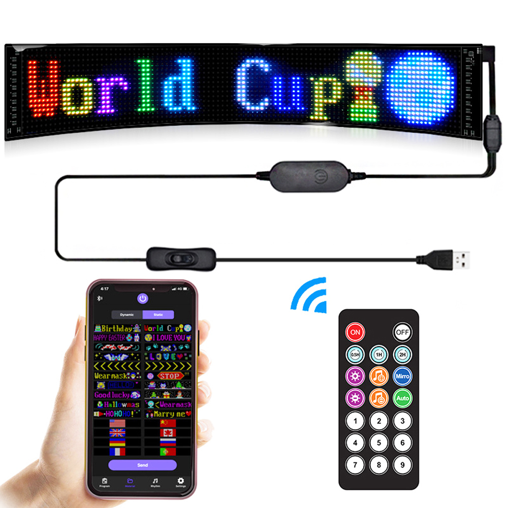 US Stock P6.5 USB  Bluetooth 16x64 Plus Flexible Display Kit Scrolling Bright Advertising LED store Signs Display Customizable content for Store Car Bar Hotel