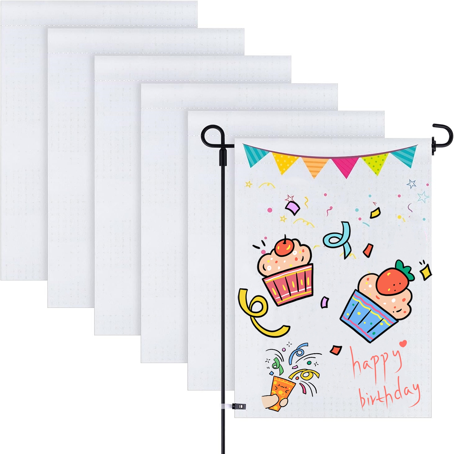 US Stock, CALCA 10PCS 12x18Inch Sublimation Blanks Garden Flags Double-Sided Solid Yard Garden Polyester Flag Banners Blank for Heat Press for Indoor Outdoor Garden Decoration (Flag Only) 