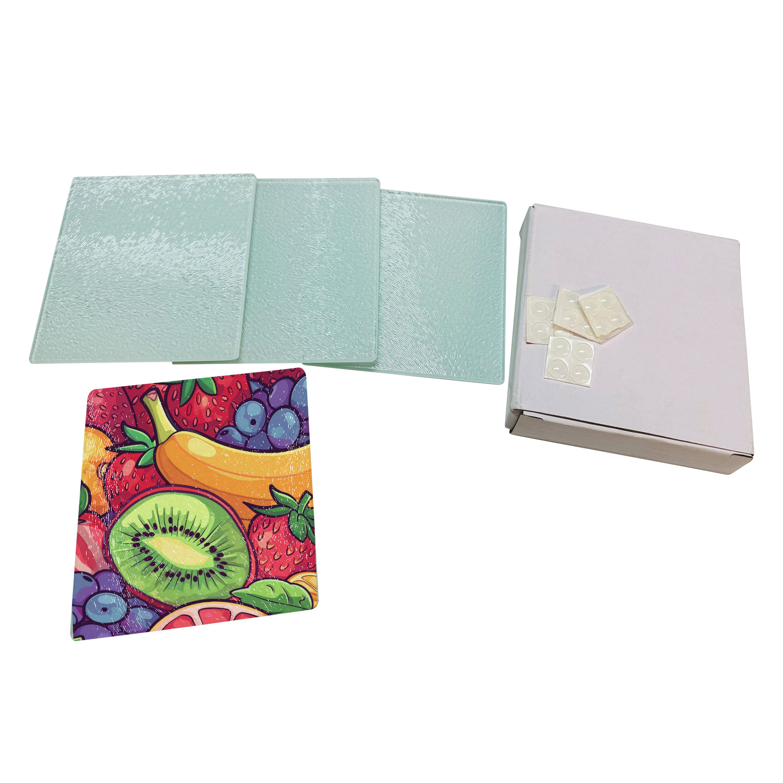 US Stock CALCA 120 Pcs 3.9in Rough Square Sublimation Blank Glass Coasters - Insulated with Anti-Slip Foot Pads