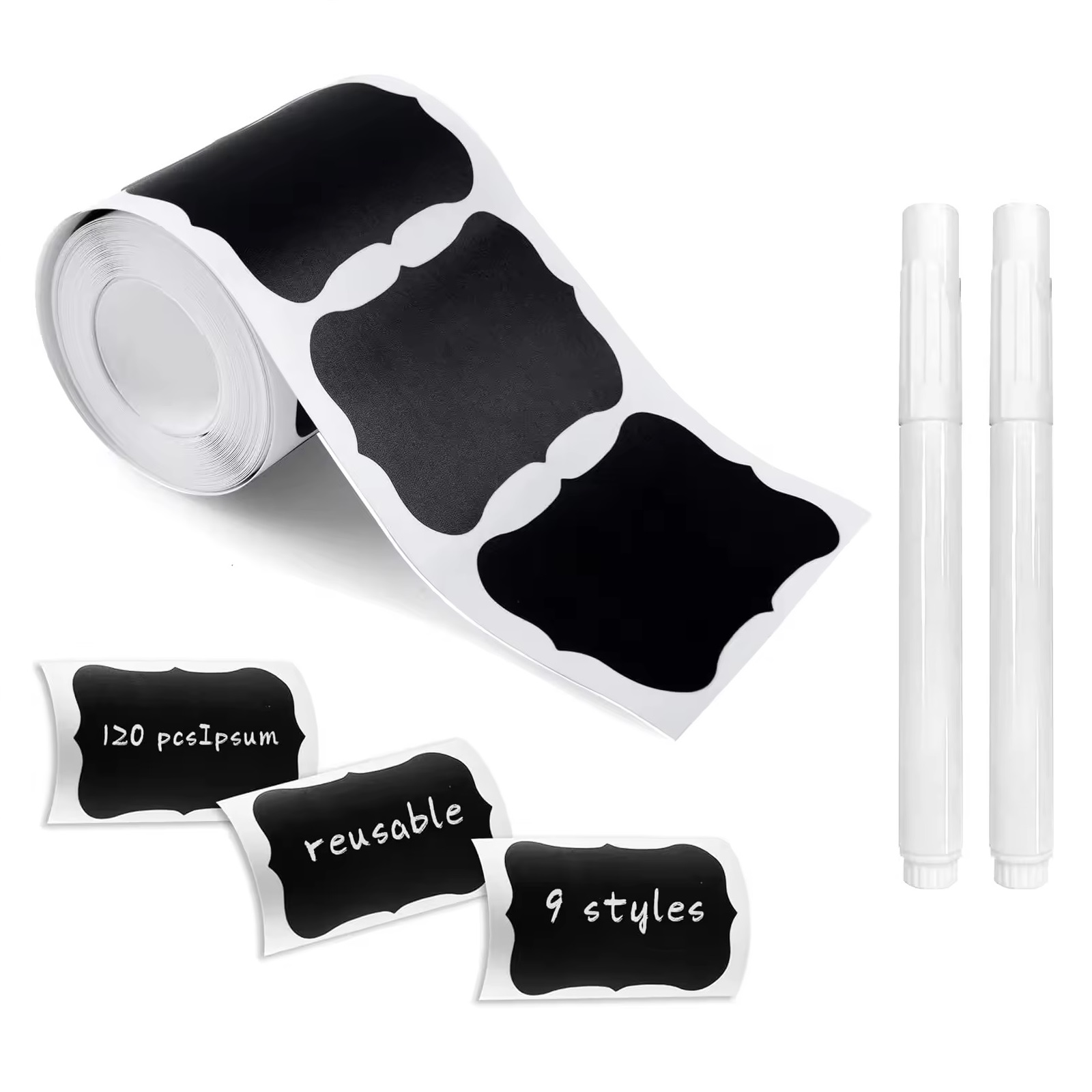 CALCA 180pcs Chalkboard Labels Waterproof Stickers with 1 Liquid Chalk Marker for Mason Jars, Parties Decoration, Craft Rooms, Weddings, Storage, Home & Kitchen