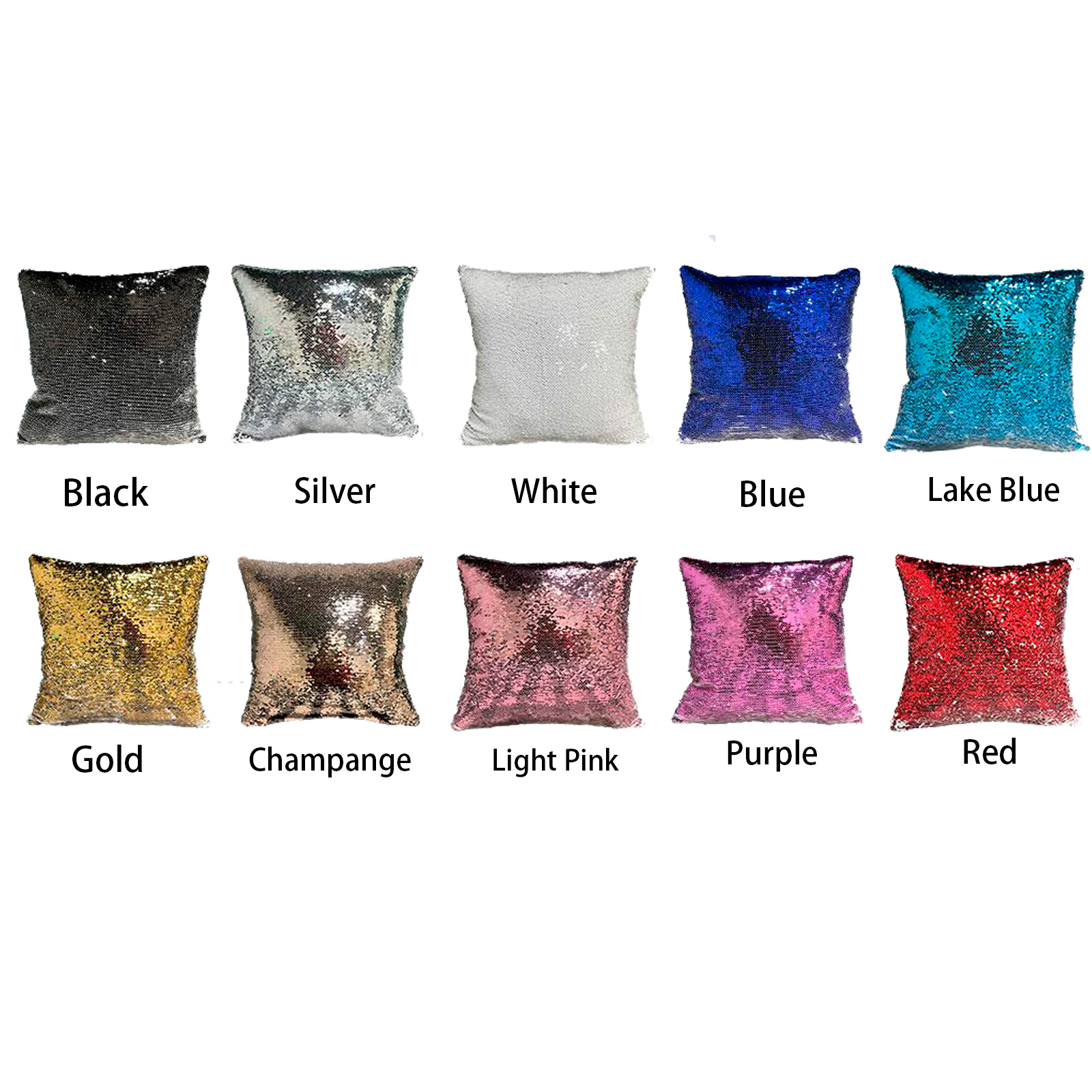 10pcs 15.7in Square Reversible Sequin Magic Swipe Pillow Cover - Sublimation Ready Cushion Case