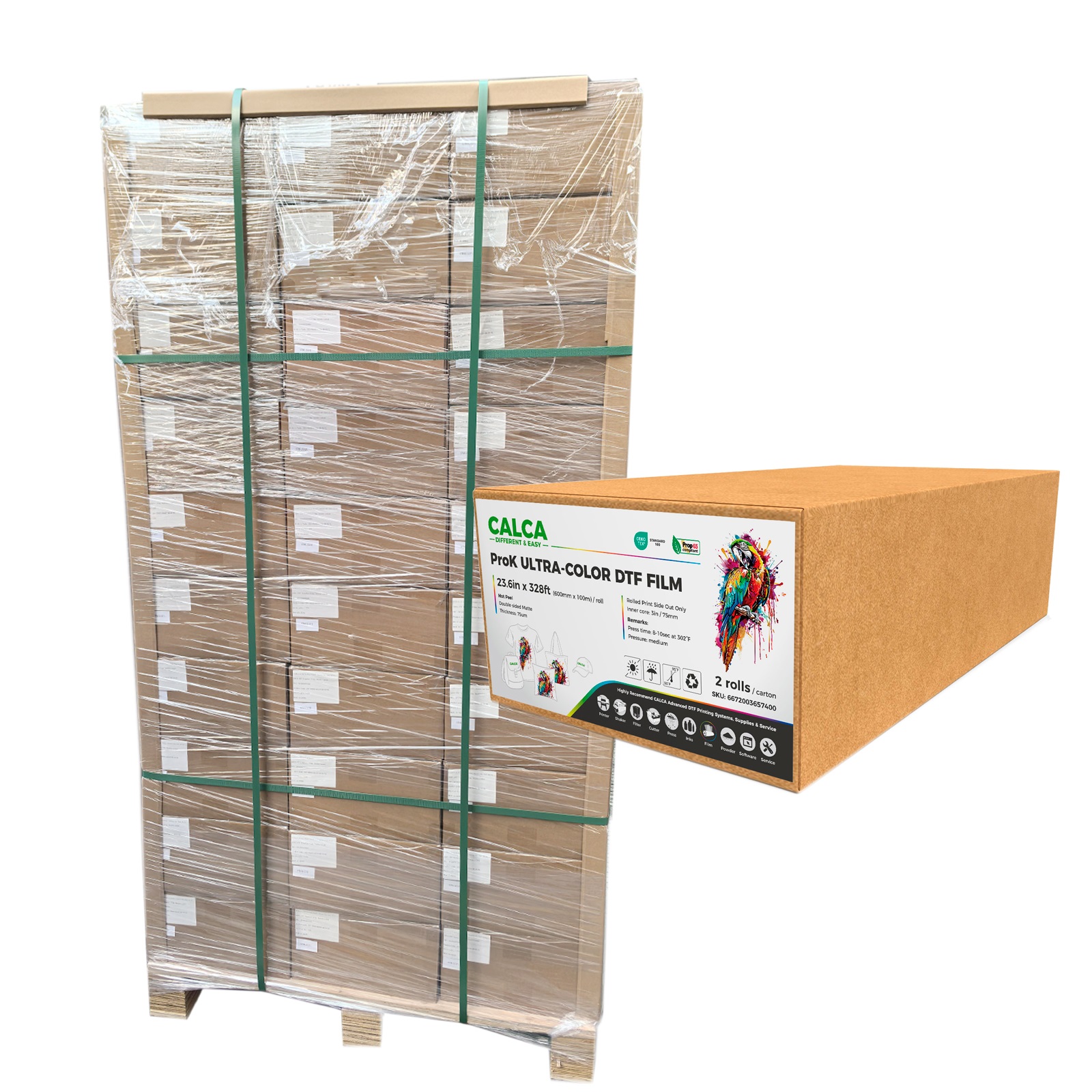 US Stock,108 Roll/1 Pallet CALCA ProK Instant Hot Peel 23.6in x 328ft/60cm x 100m DTF Transfer Film, Double sided