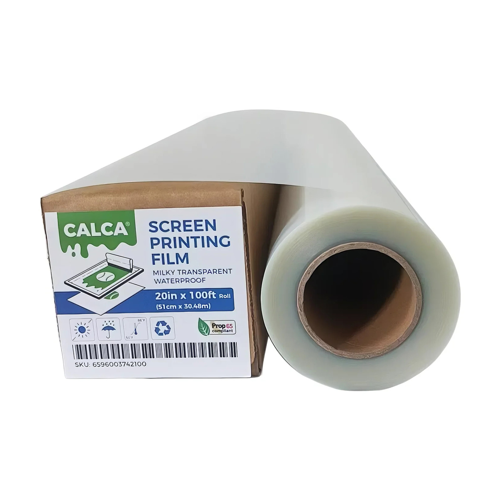 US Stock CALCA Waterproof Inkjet Milky Transparency Film for Silk Screen 20" x 100FT - 1 Roll