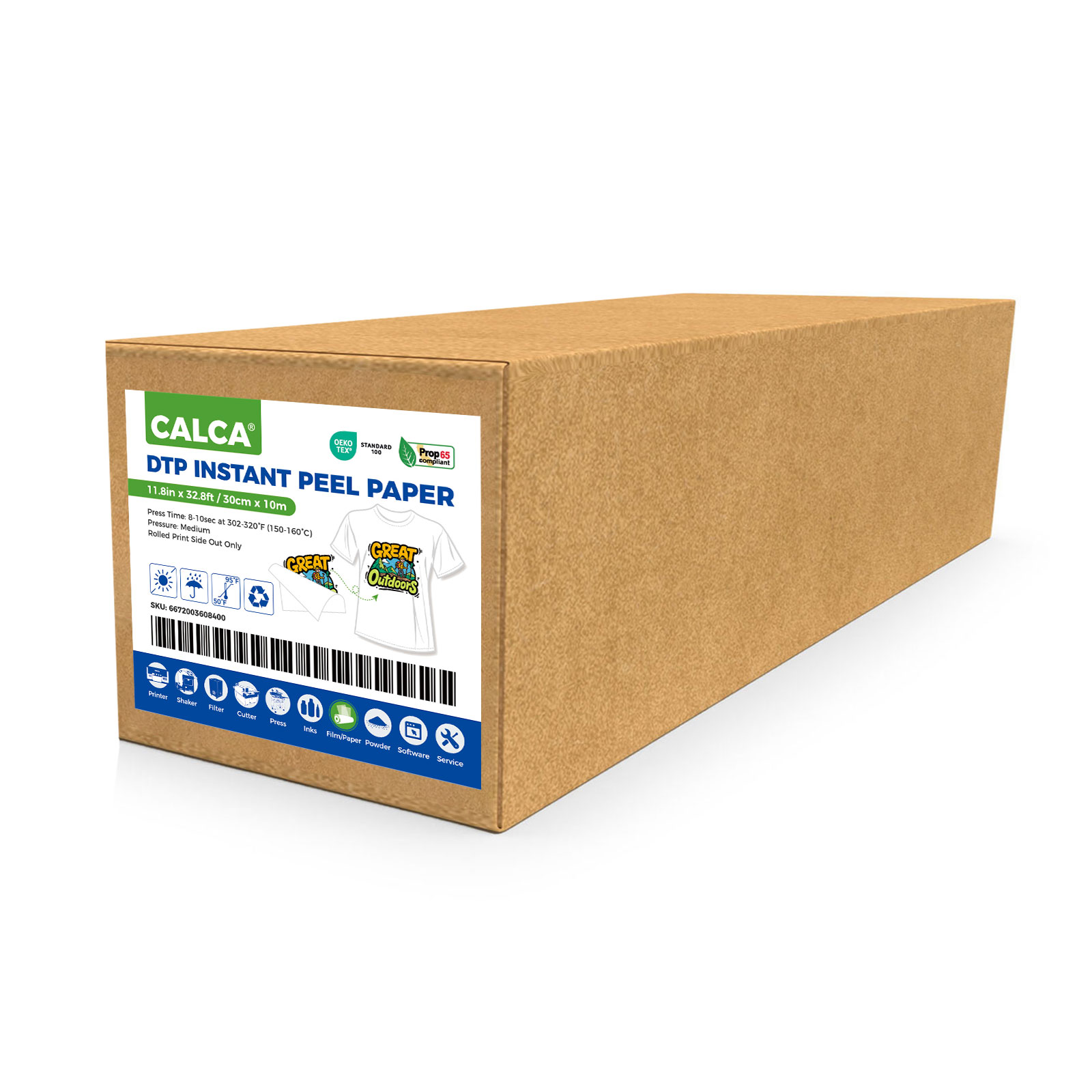 Spain Stock, CALCA 11.8in x 32.8ft/30cm x 10m DTF Hot Peel Transfer Paper Premium Roll