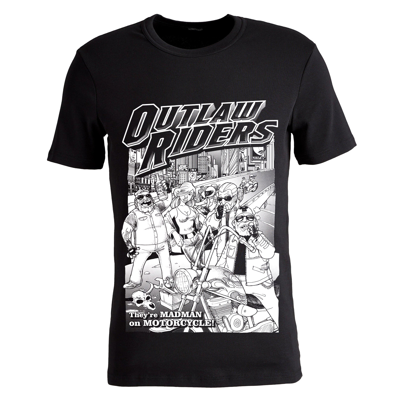 OUTLAW RIDERS Digital Direct to Garment Printed T-Shirt - 220g Unisex Short Sleeve Tee, Motorcycle Icon Graphic Design