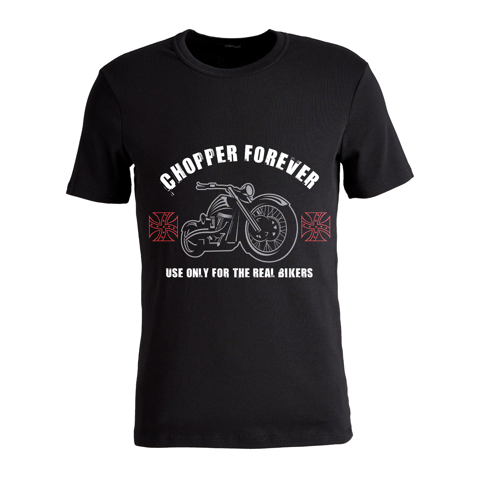 CHOPPER FOREVER Digital Direct to Garment Printed T-Shirt - 220g Unisex Short Sleeve Tee, Motorcycle Icon Graphic Design