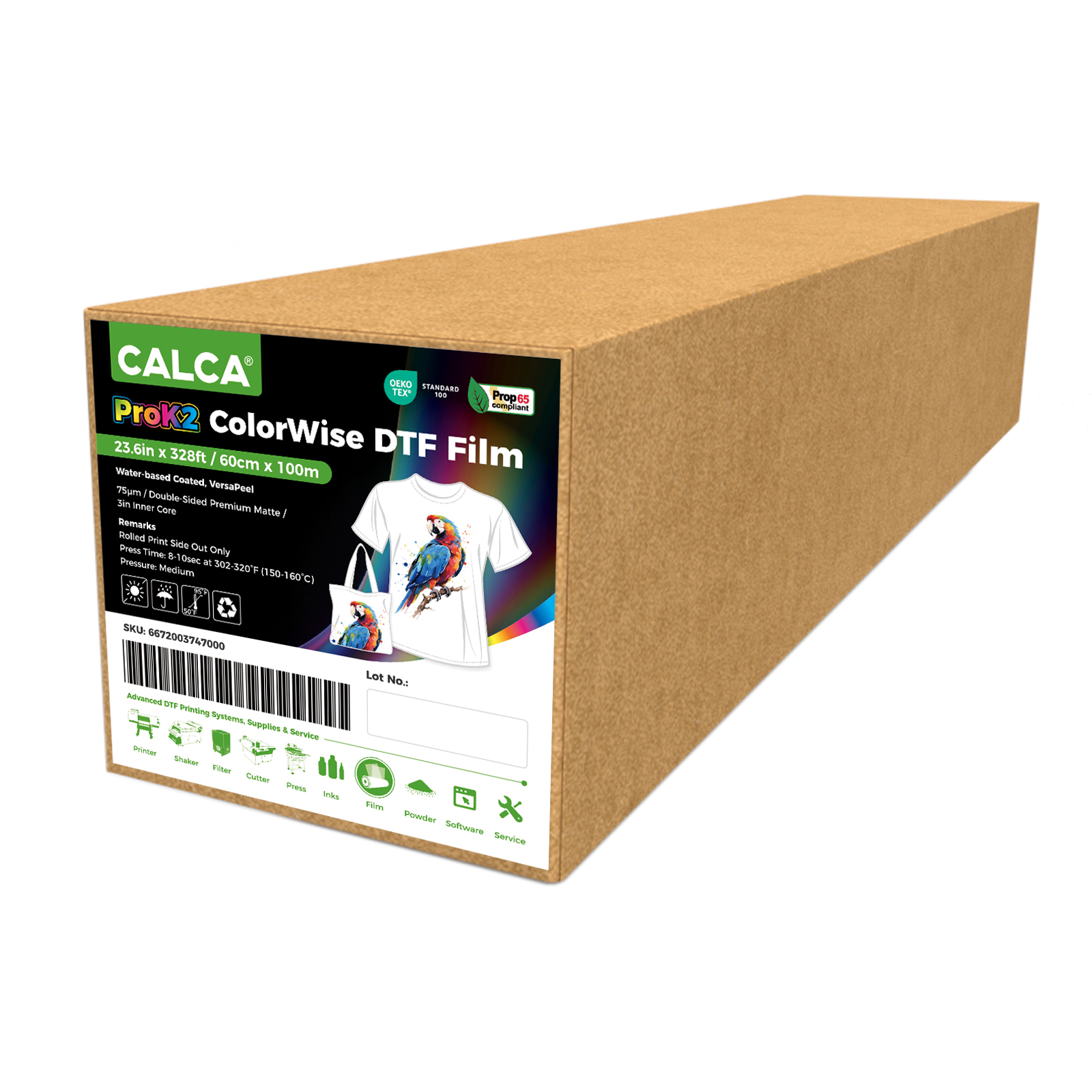 South Korea Stock, CALCA ProK2 23.6in x 328ft/60cm x 100m VersaPeel ColorWise DTF Film Roll, Double sided