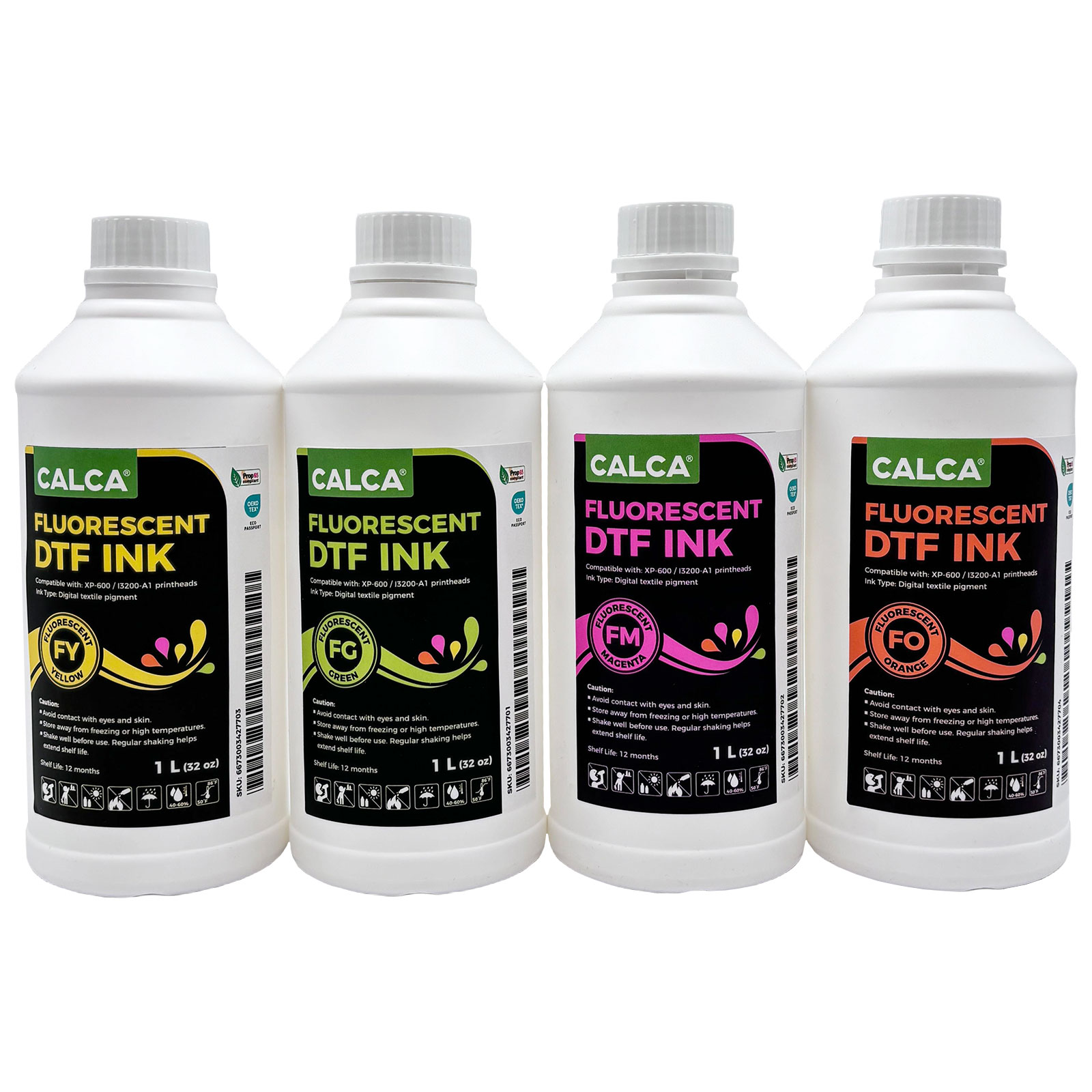 US Stock-CALCA Direct to Transfer Film Fluorescent Ink for Epson Printheads. 32 oz, Bottle of 1L, Water-based DTF Inks