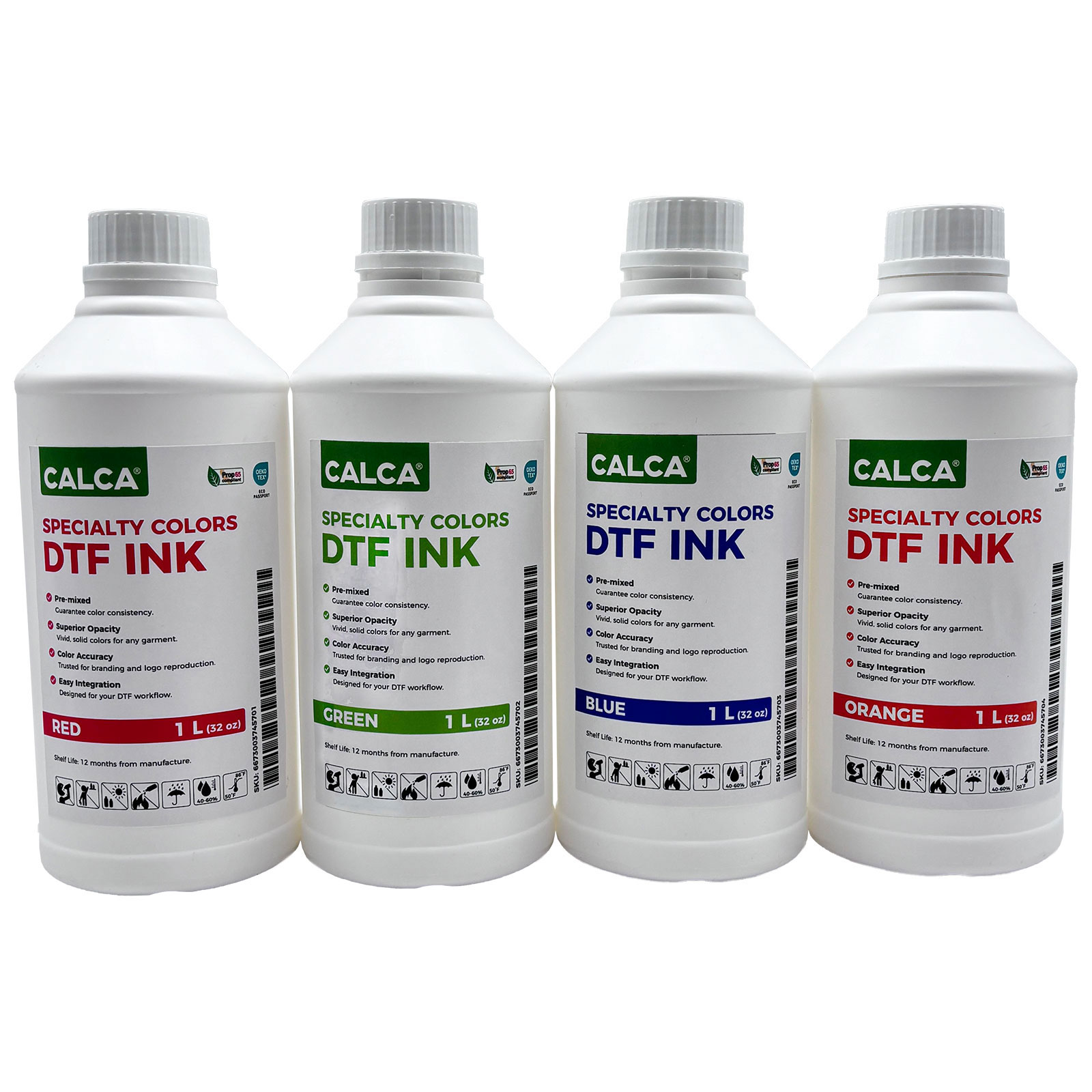 US Stock CALCA RGBOV Direct to Transfer Film Ink for Epson Printheads. 32 oz, Bottle of 1L, Water-based DTF Inks
