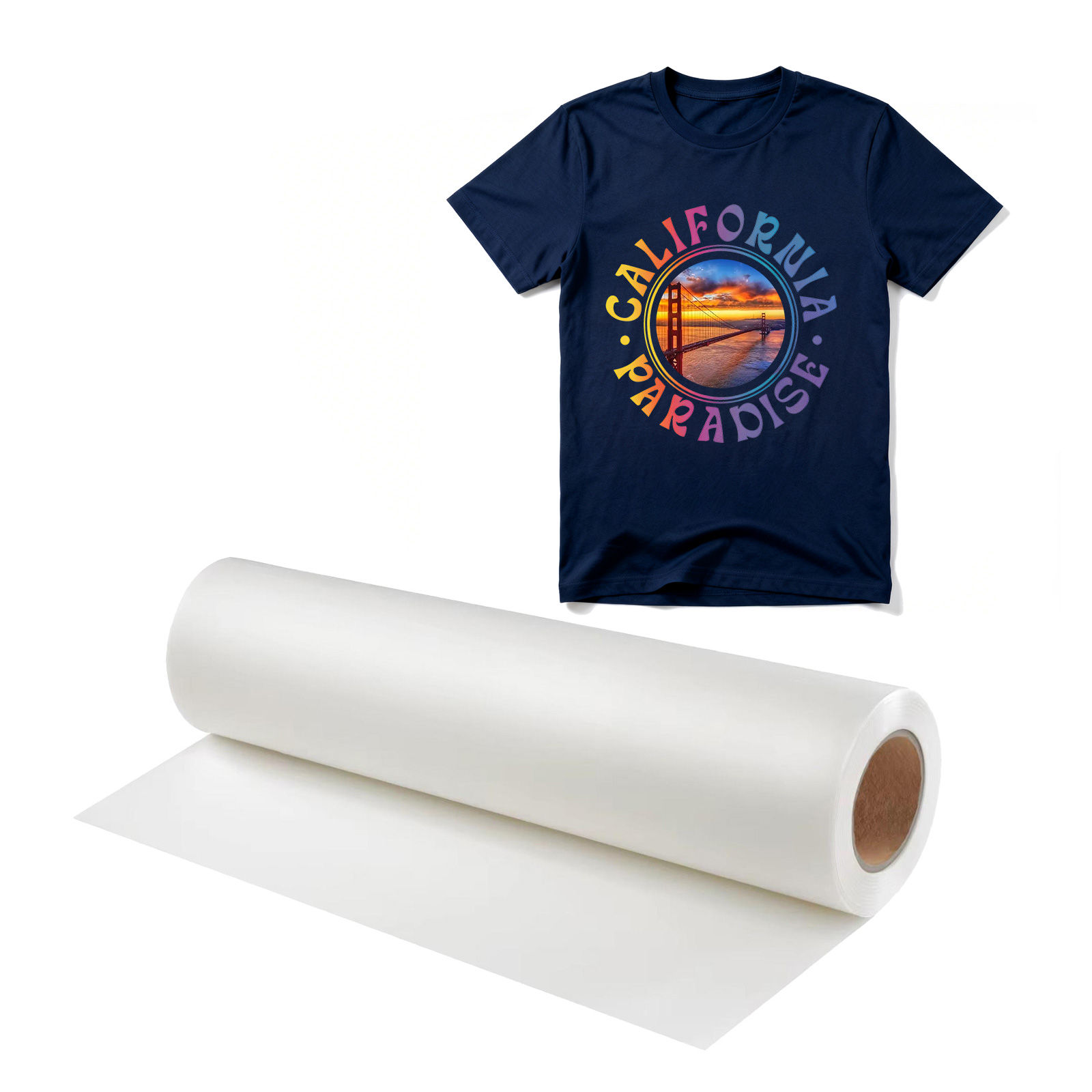 CALCA 24" x 98´ Roll: White 75-Micron PU Heat Transfer Vinyl – Eco-Solvent Printable for Dark T-Shirt Fabrics