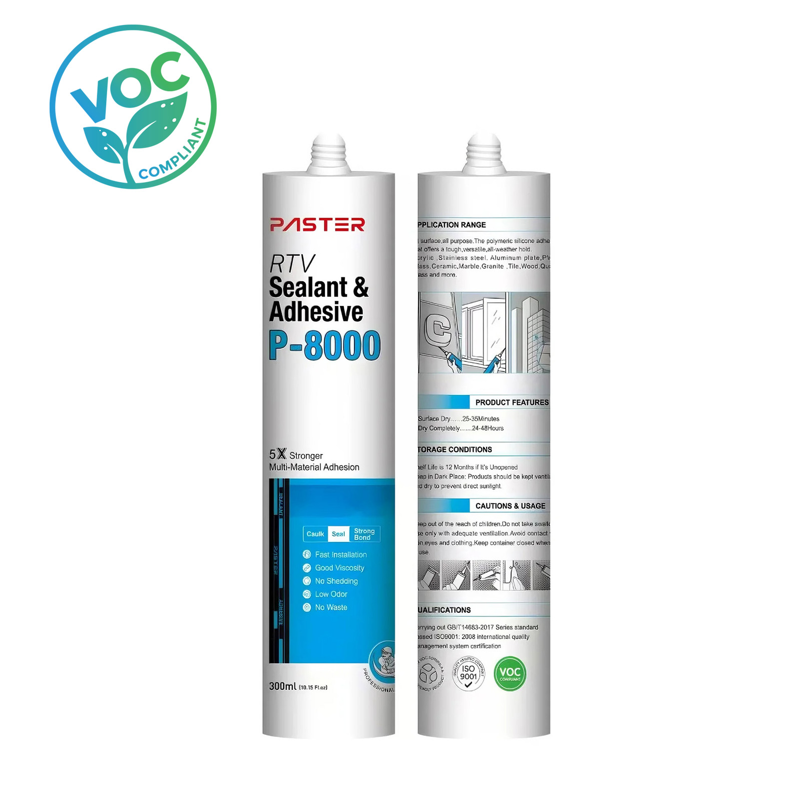 US Stock CALCA 24pcs/pack P-8000 Acrylic and Metal Mixed Adhesive High-viscosity Neutral Silicone Environmentally Friendly Adhesive