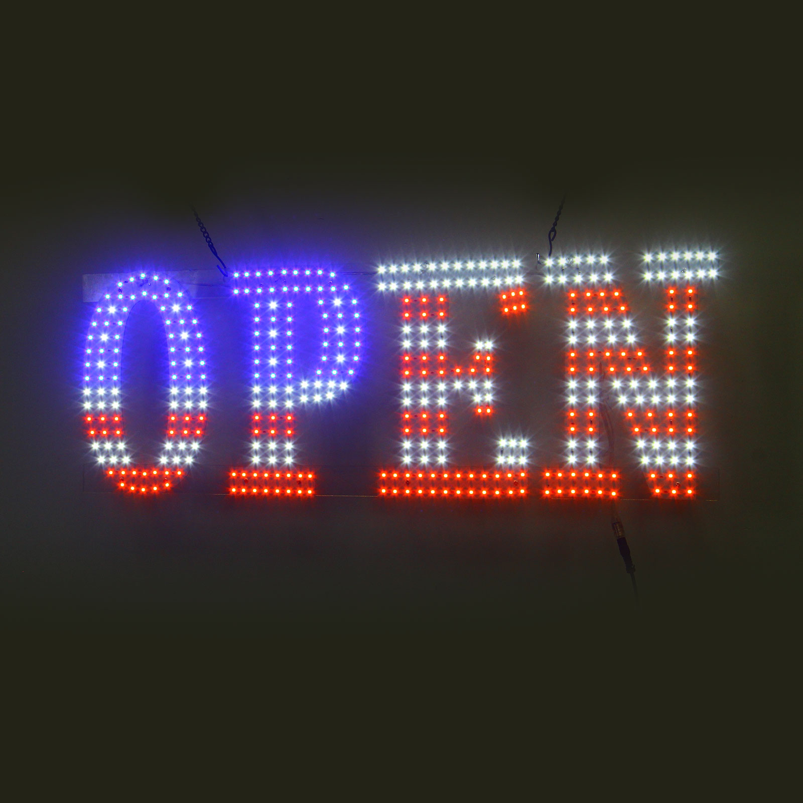 US Stock US Flag Design 30" x 10" LED Open Sign – Ultra-Bright Pixel Lamp for Storefront Window, Glass Door & Wall Display – Plug & Play, 50,000-Hour Life Remote Control