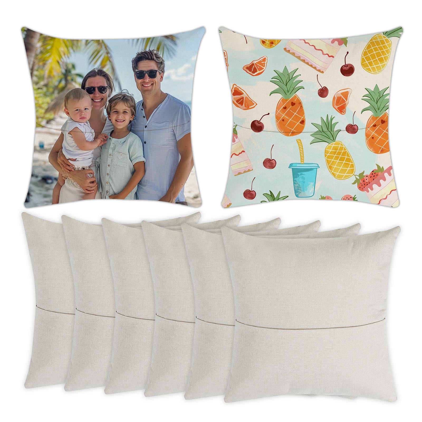 UK Stock CALCA 10PCS 15.75"x15.75" Blank Linen Pocket Pillowcase Cushion Covers - Sublimation & DTF Printable for Custom Designs