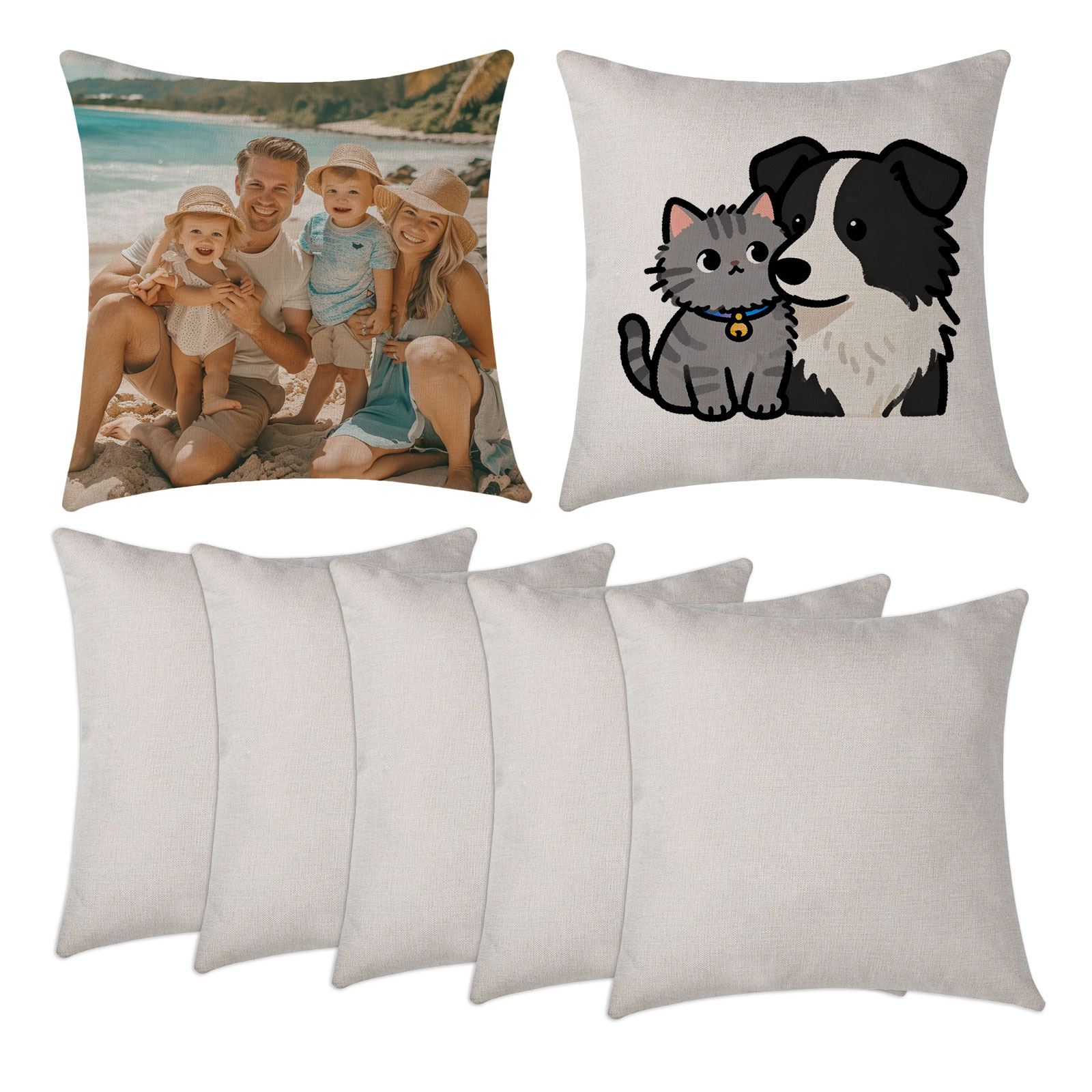 US Stock CALCA 50 Pack POD Sublimation Linen Pillow Blanks 17.7x17.7in, 3D Cushion Covers with Invisible Zipper, Compatible with Sublimation/HTV/DTF Printing
