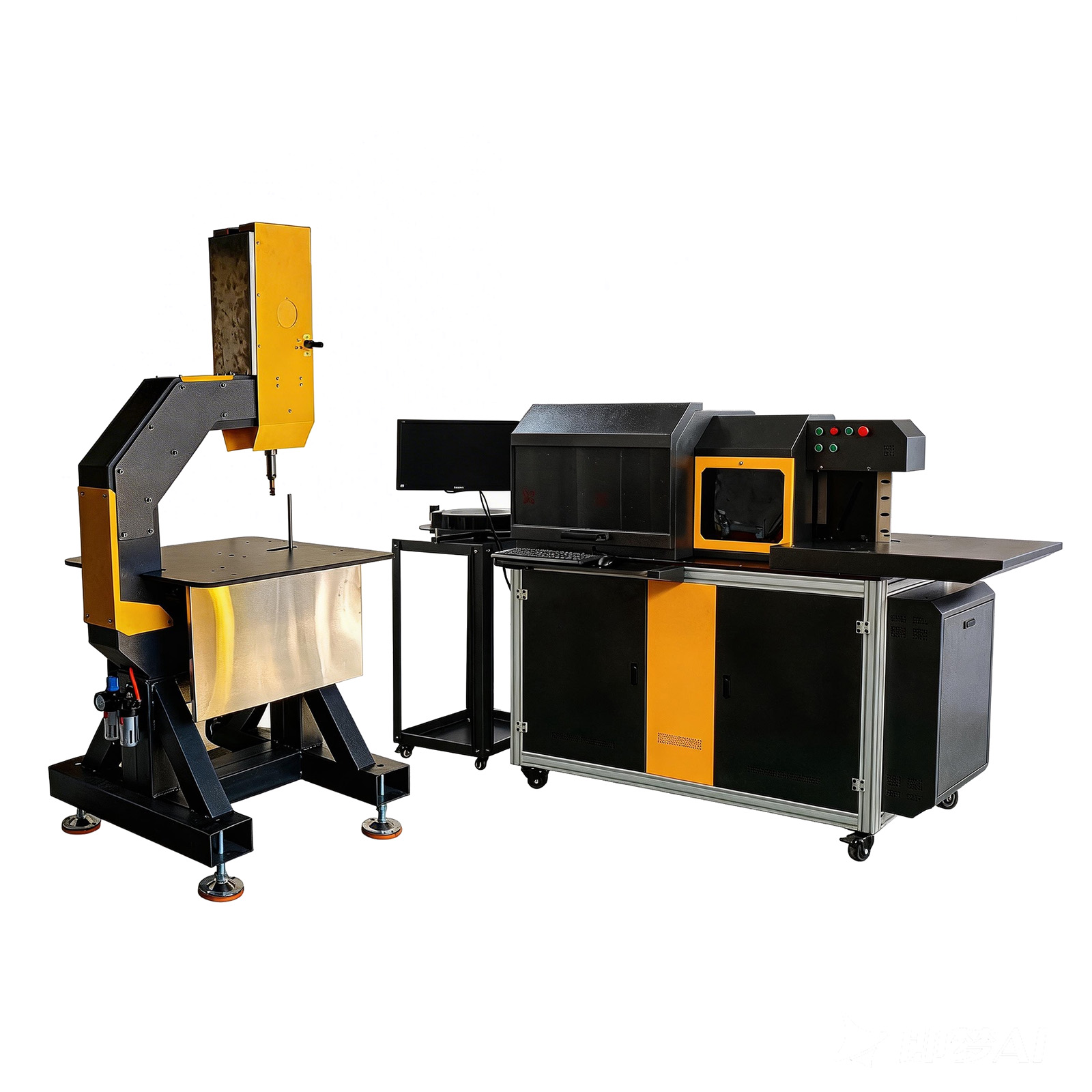 US Stock Multifunction Automatic CNC Metal Channel Letter Notching Flanging Bending Machine + Automatic Pneumatic Riveting Machine