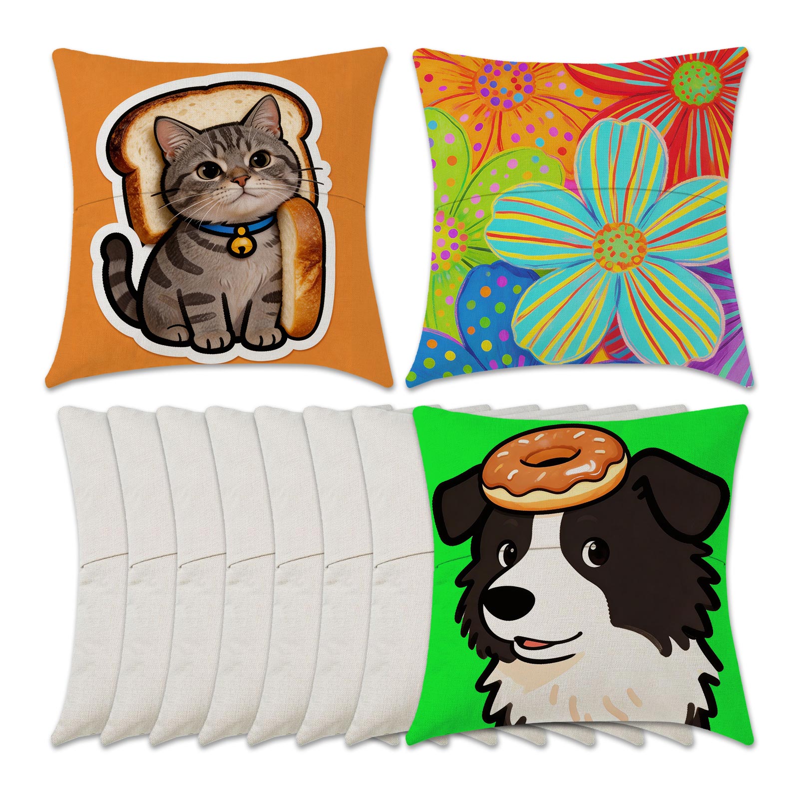 US Stock-CALCA 50PCS 15.75"x15.75" Blank Linen Pocket Pillowcase Cushion Covers - Sublimation & DTF Printable for Custom Designs