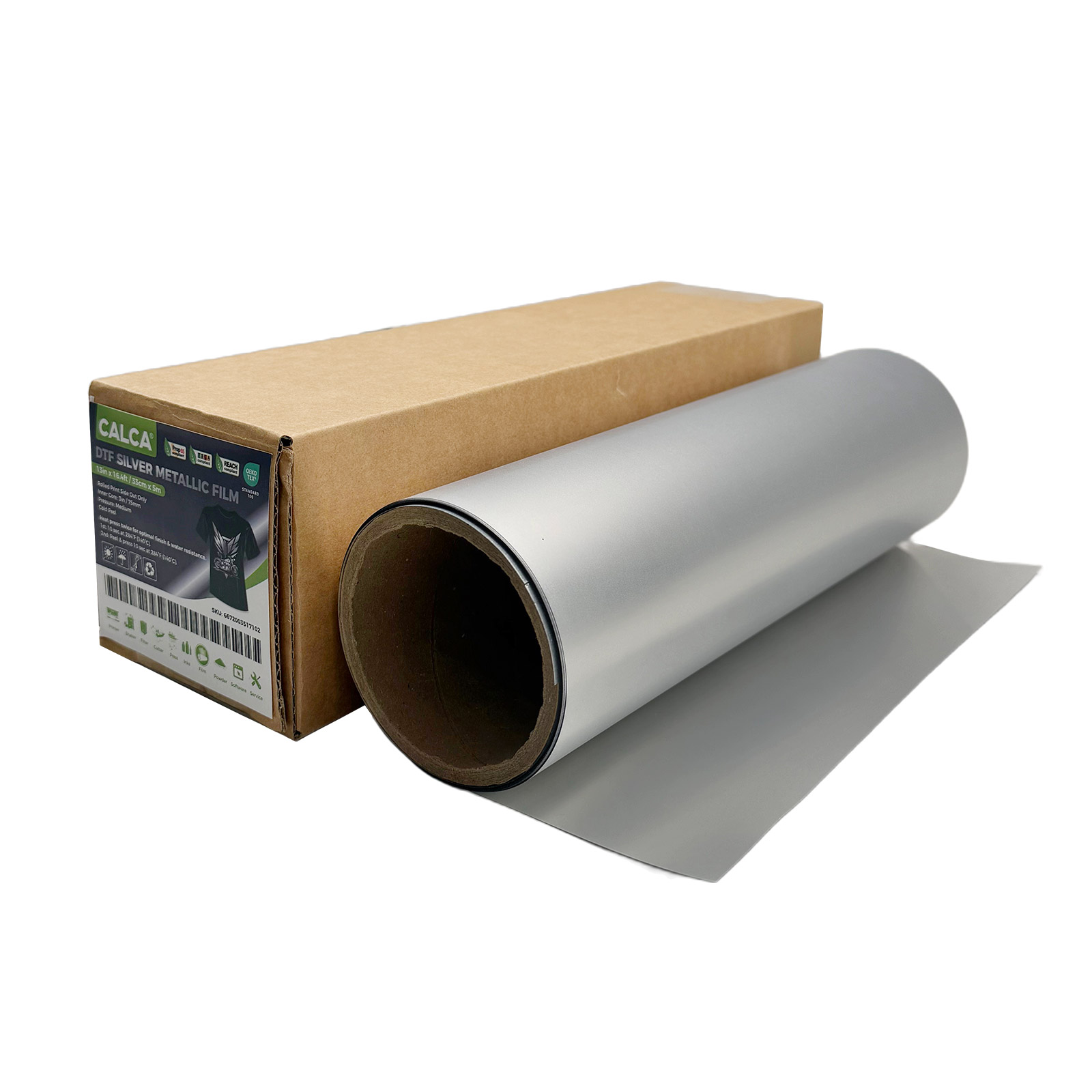 Spain Stock, CALCA 13in x 16.4ft/33cm x 5m DTF Gold/Silver Metallic Film Roll,Cold Peel