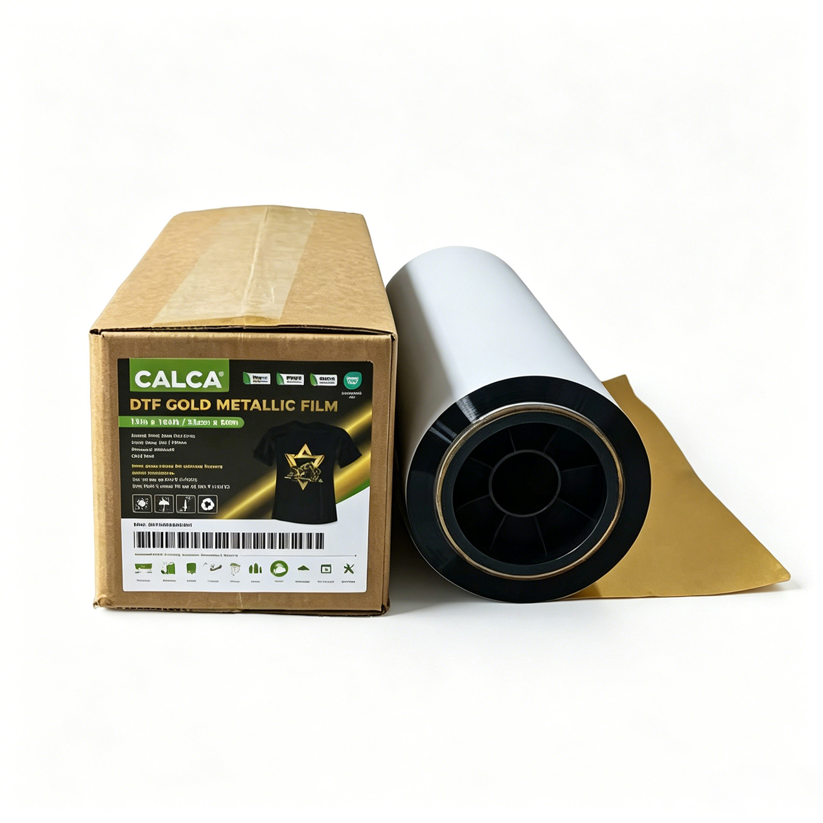 US Stock CALCA 24in x 328ft/61cm x 100m DTF Gold/Silver Metallic Film Roll,Cold Peel