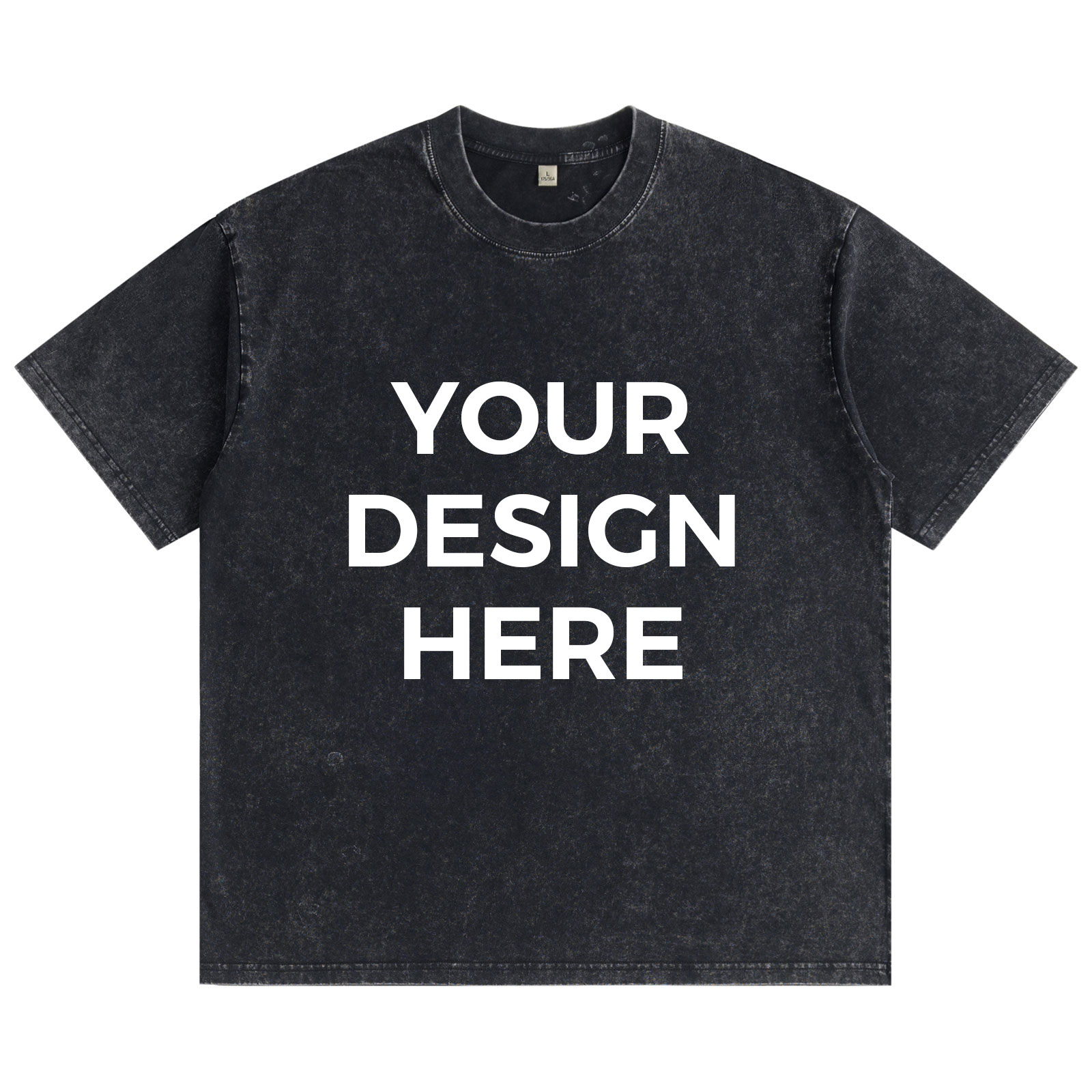 Custom Washed Distressed T-Shirts – 6.8 oz Black, Premium DTG Print, Wholesale Available